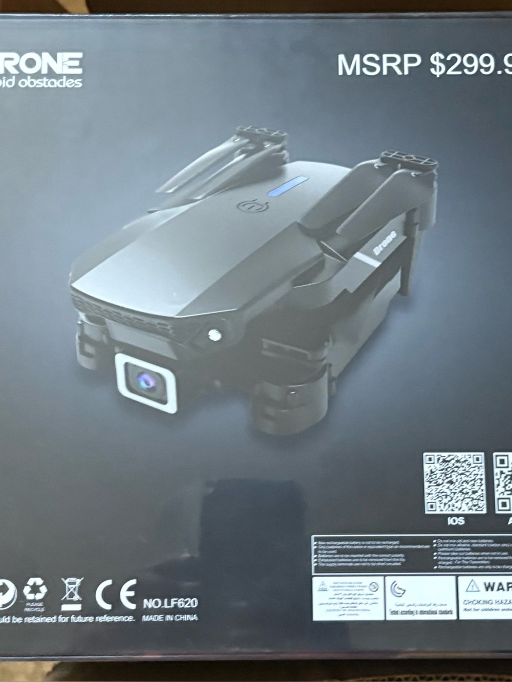 Drone Avoid Obstacles Foldable Camera Drone - Black